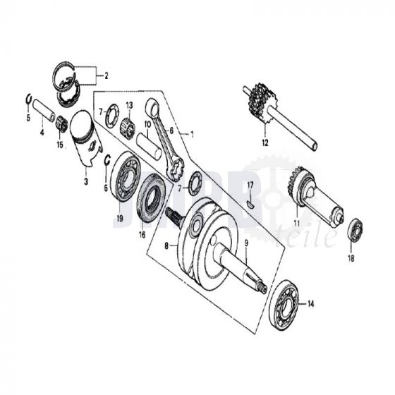 Kurbelwelle / Kolben Honda MT50