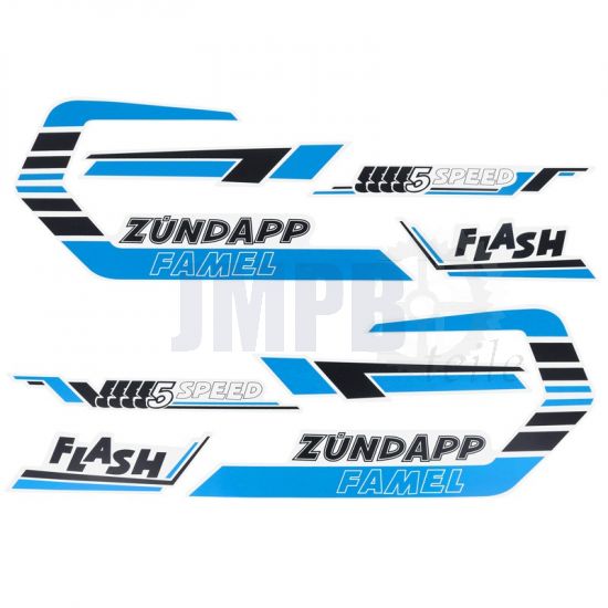 Aufklebersatz Zundapp Famel Flash Blau/Schwarz/Weiß