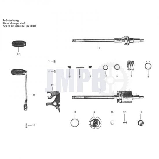 Fußschalter Achse Zundapp 517 3/4 Gànge